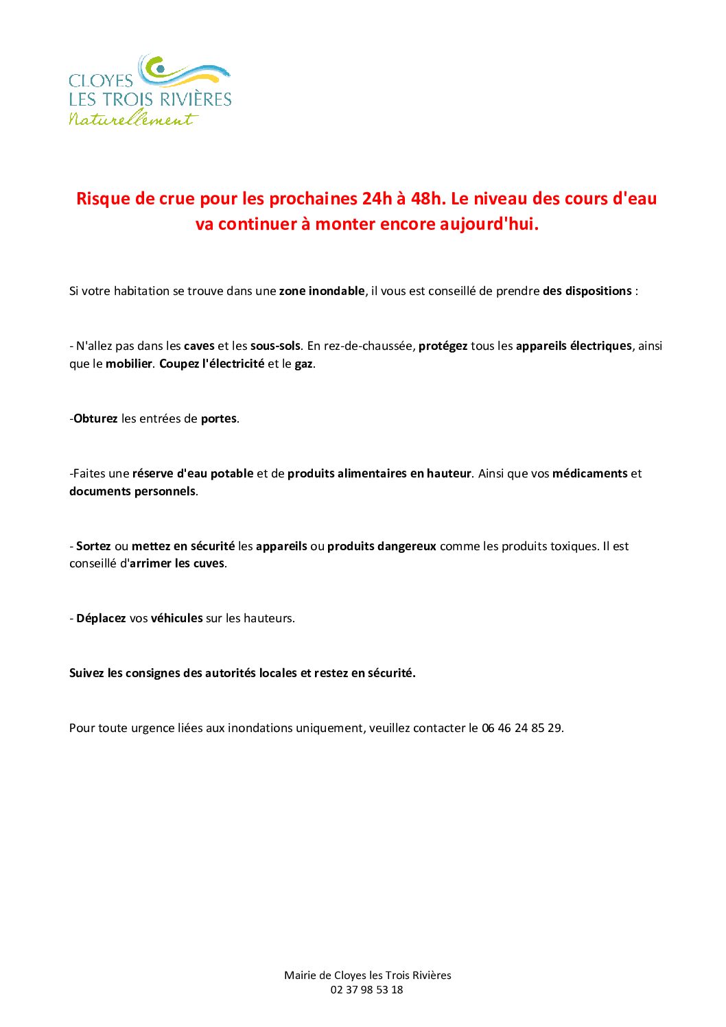 Préventions crue