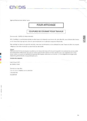 Coupure d&rsquo;électricité le 28 avril 2025 entre 13 h 45  et 16 h 30 – VILLEBETON