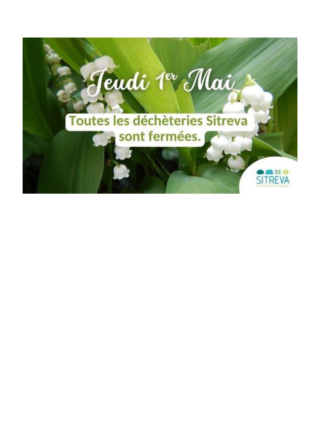 Fermeture déchèteries SITREVA 1er mai 2025