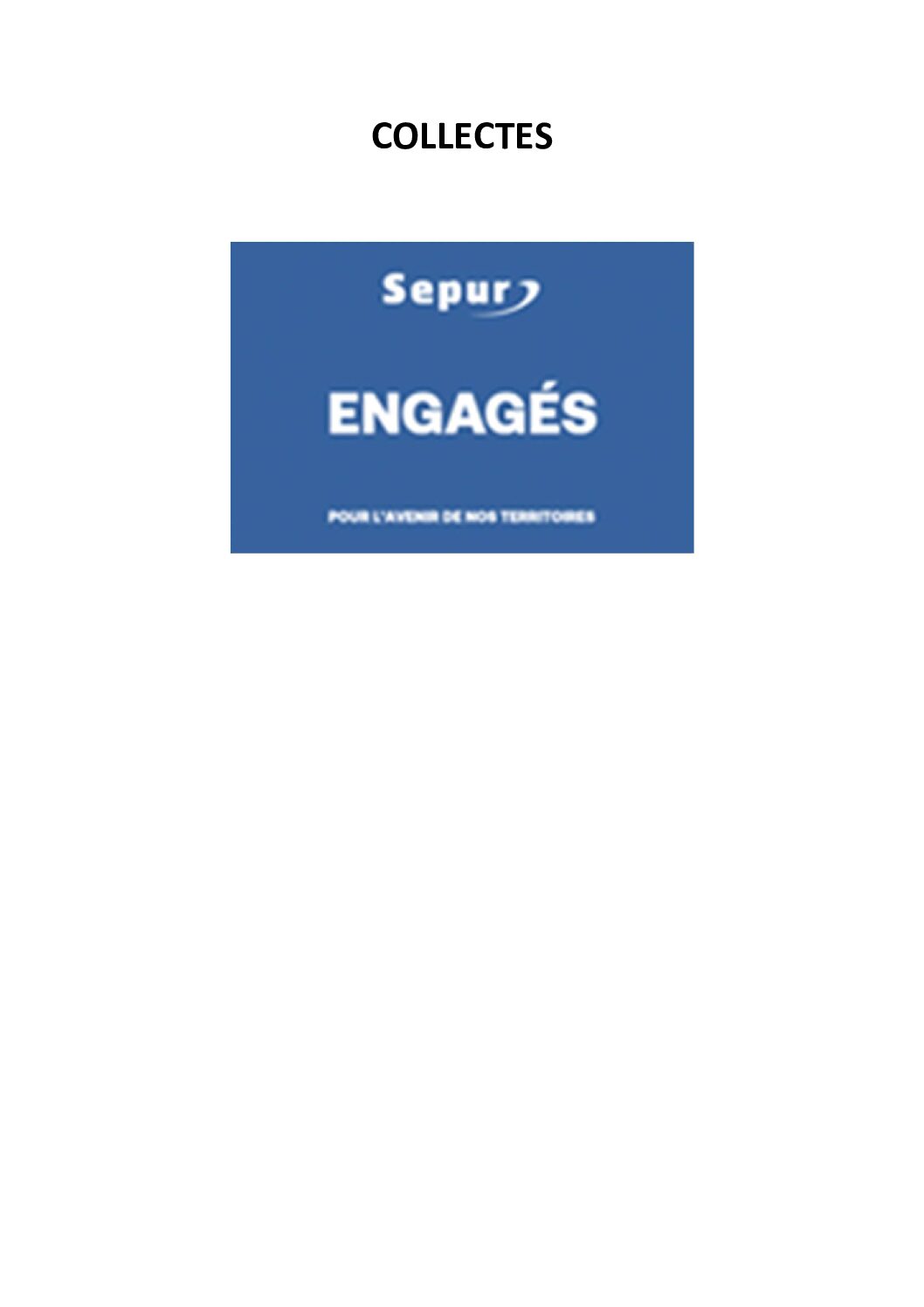 COLLECTES PAR FORTES CHALEURS – SEPUR